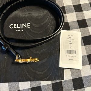 Authentic Celine triomphe belt black calfskin